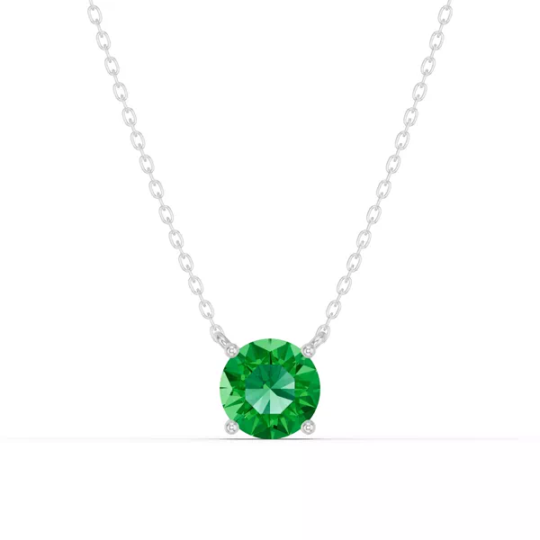Round Emerald Solitaire Necklace