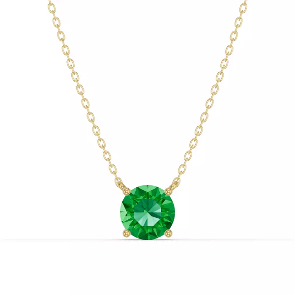 Round Emerald Solitaire Necklace