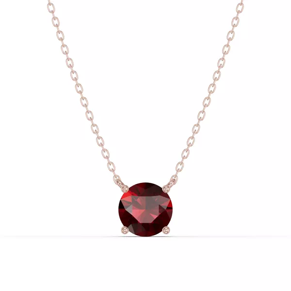 Round Garnet Solitaire Necklace