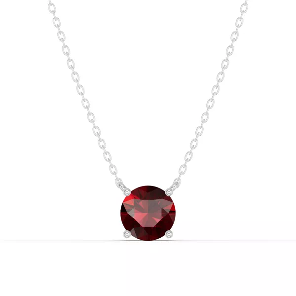 Round Garnet Solitaire Necklace