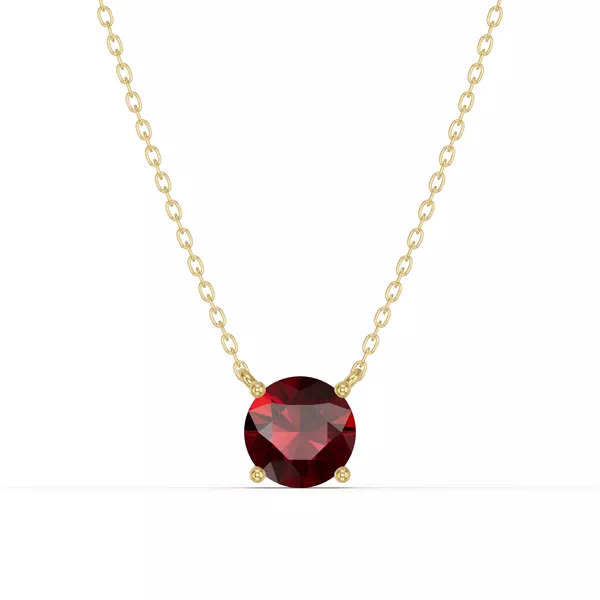 Round Garnet Solitaire Necklace