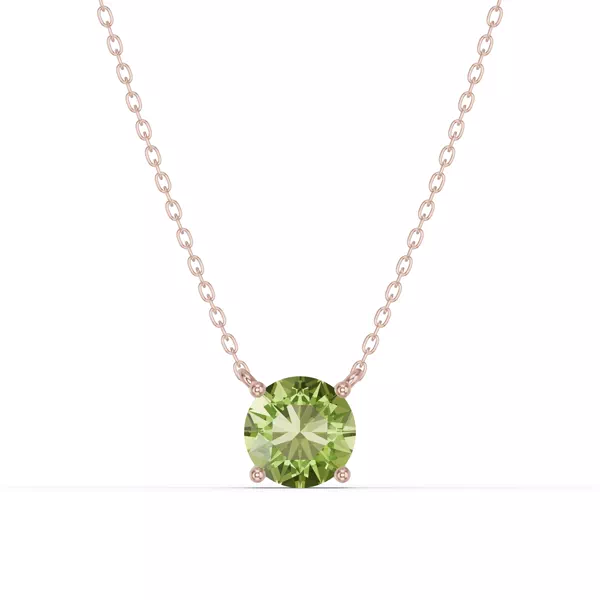 Round Peridot Solitaire Necklace