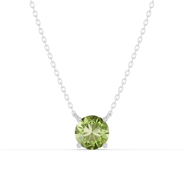 Round Peridot Solitaire Necklace