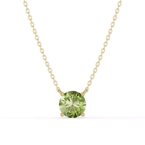 Round Peridot Solitaire Necklace