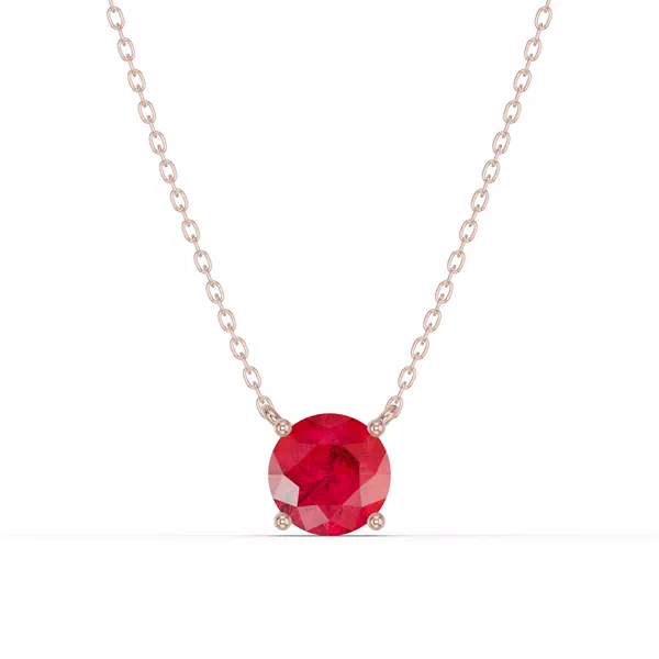 Round Ruby Solitaire Necklace