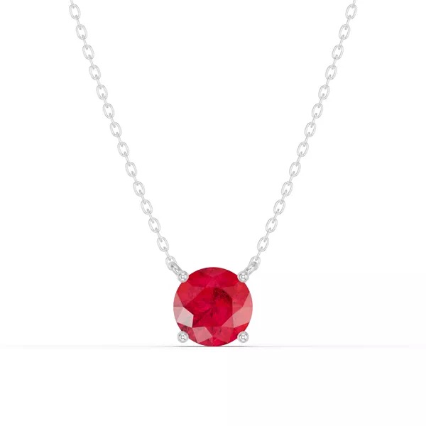 Round Ruby Solitaire Necklace