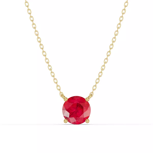 Round Ruby Solitaire Necklace