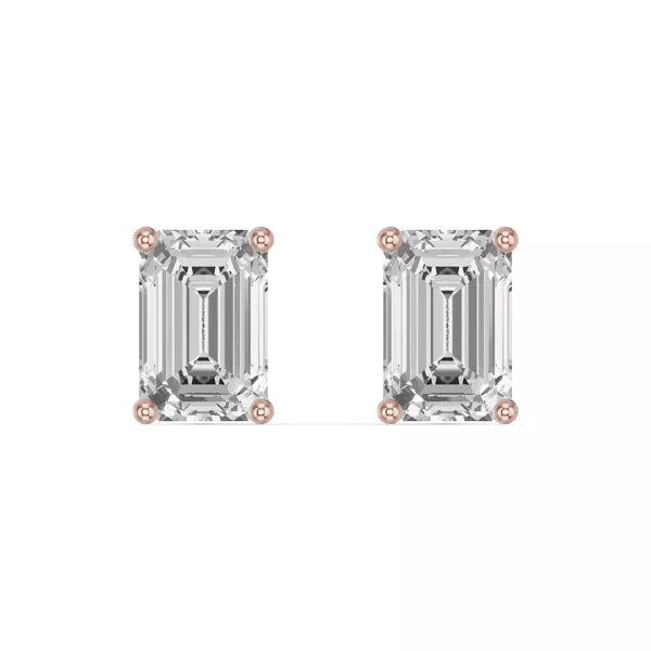 Emerald-Cut Lab Diamond Stud Earrings