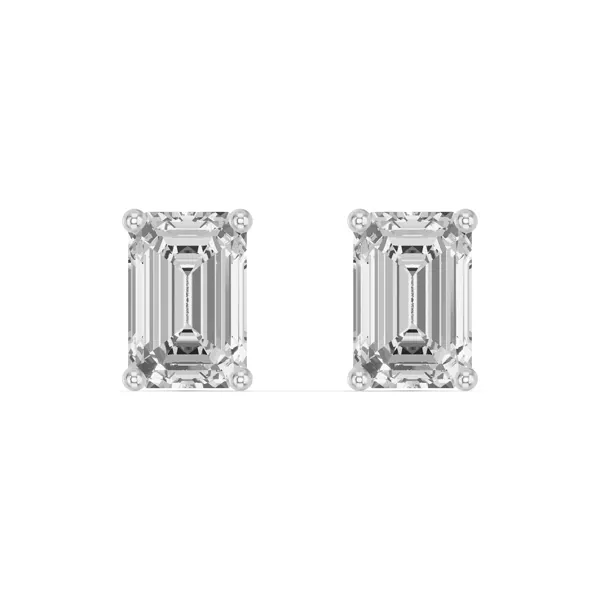 Emerald-Cut Lab Diamond Stud Earrings