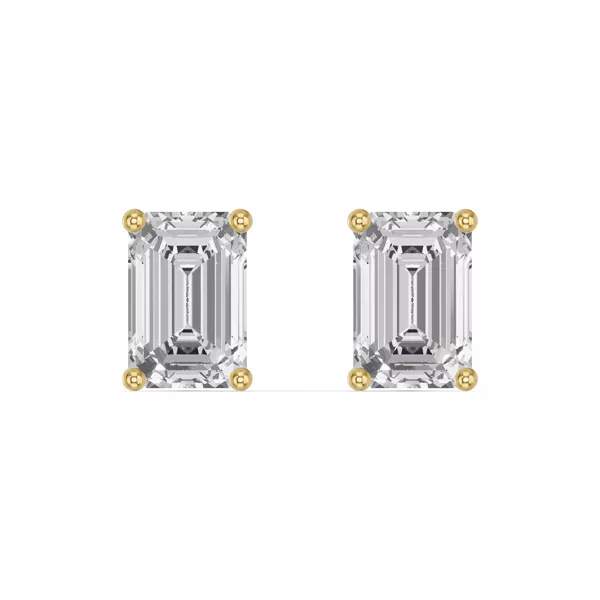 Emerald-Cut Lab Diamond Stud Earrings