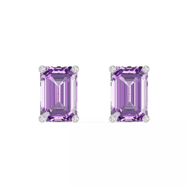 Emerald-Cut Amethyst Stud Earrings