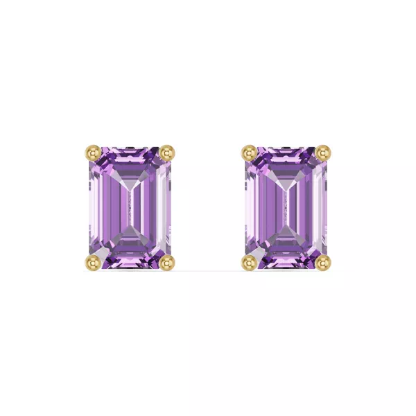 Emerald-Cut Amethyst Stud Earrings