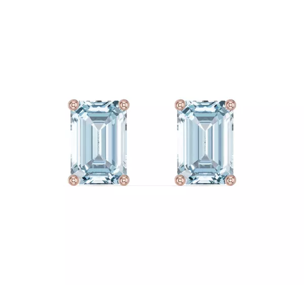 Emerald-Cut Aquamarine Stud Earrings