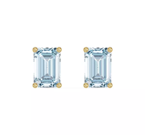 Emerald-Cut Aquamarine Stud Earrings