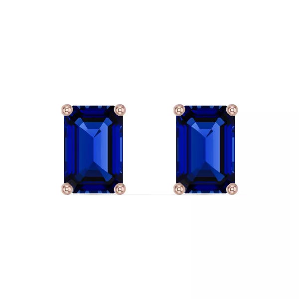 Emerald-Cut Sapphire Stud Earrings