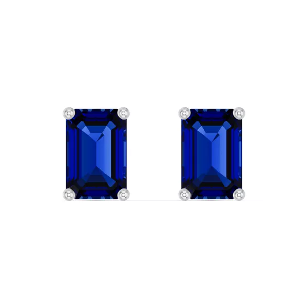 Emerald-Cut Sapphire Stud Earrings