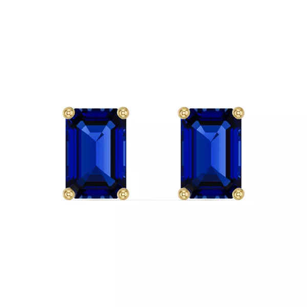 Emerald-Cut Sapphire Stud Earrings
