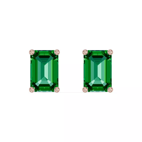Emerald-Cut Emerald Stud Earrings