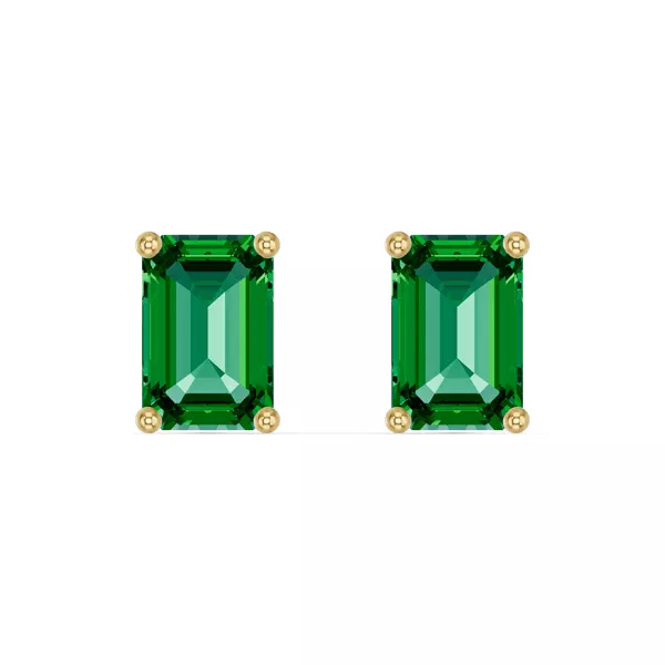 Emerald-Cut Emerald Stud Earrings