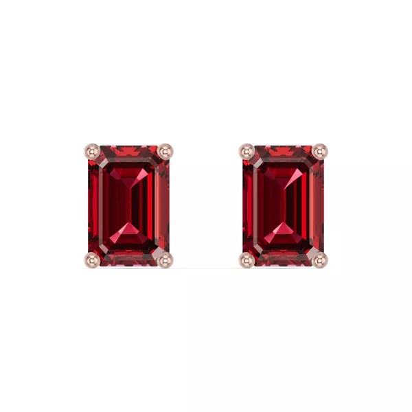 Emerald-Cut Garnet Stud Earrings
