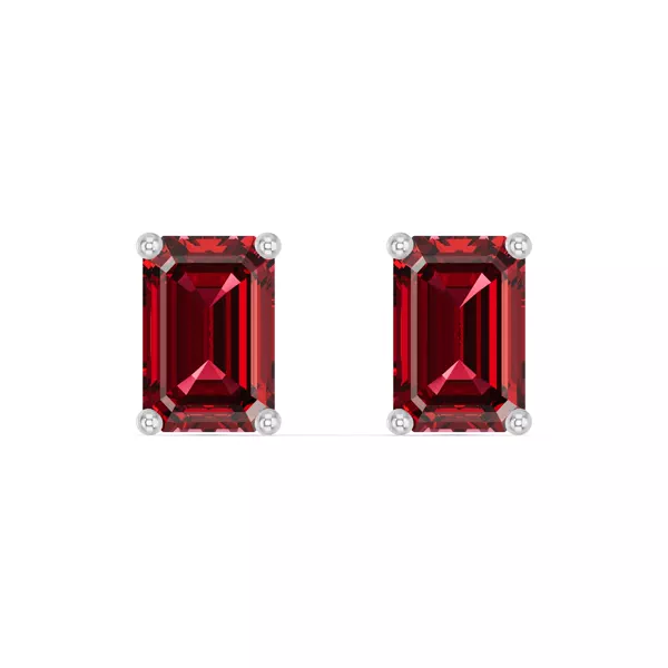 Emerald-Cut Garnet Stud Earrings