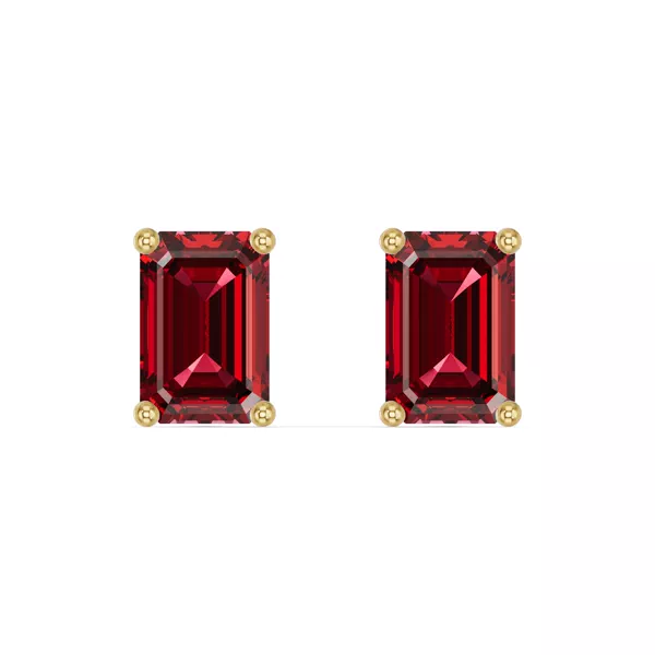 Emerald-Cut Garnet Stud Earrings