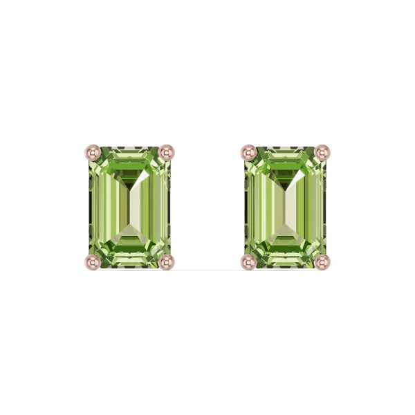 Emerald-Cut Peridot Stud Earrings