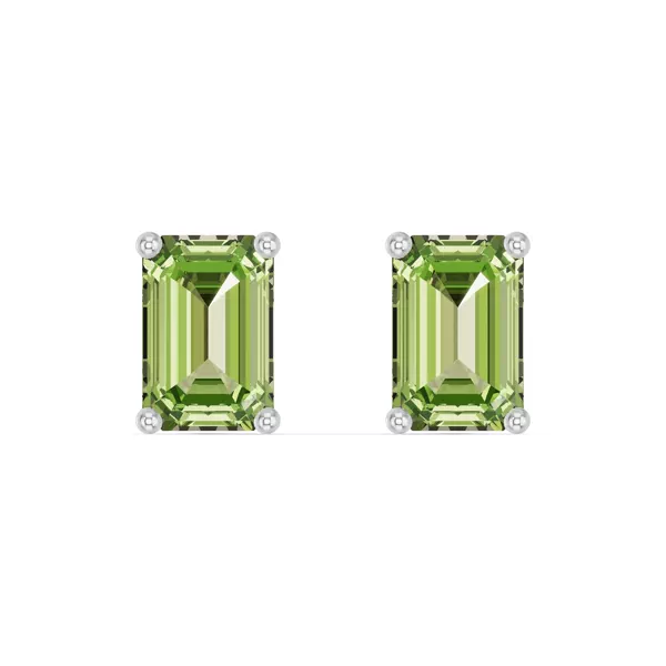 Emerald-Cut Peridot Stud Earrings
