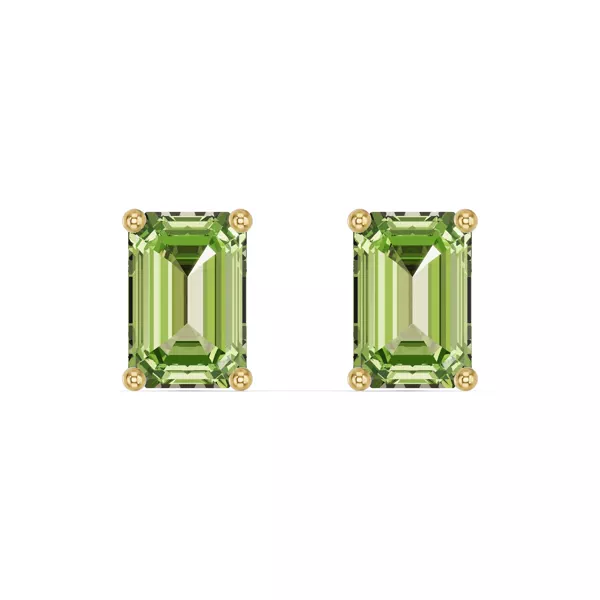Emerald-Cut Peridot Stud Earrings