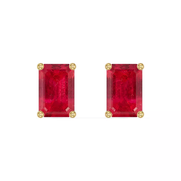 Emerald-Cut Ruby Stud Earrings