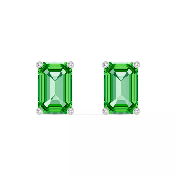 Emerald-Cut Tsavorite Silver Stud Earrings