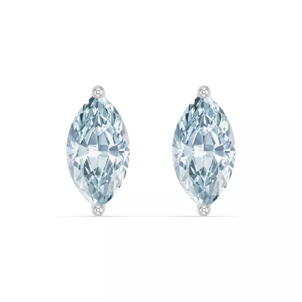 Marquise Aquamarine Silver Stud Earrings