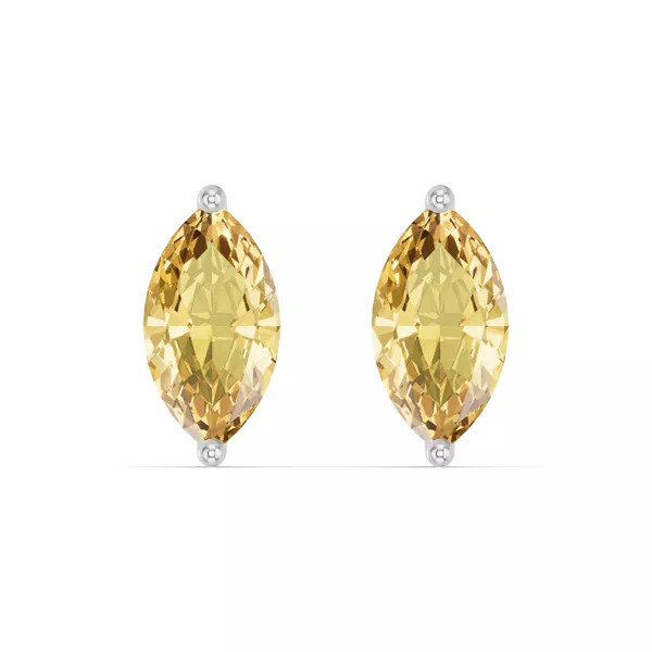 Marquise Citrine Silver Stud Earrings