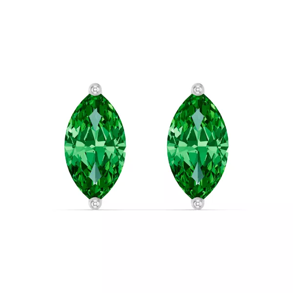 Marquise Emerald Silver Stud Earrings