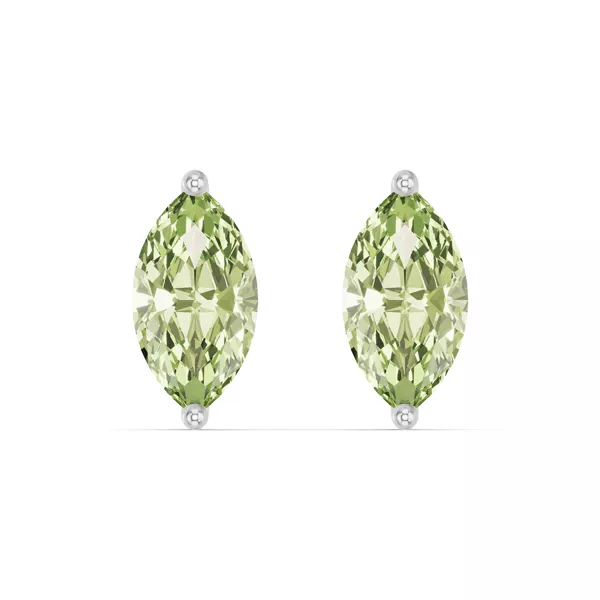 Marquise Peridot Silver Stud Earrings