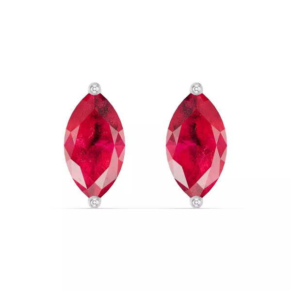 Marquise Ruby Silver Stud Earrings