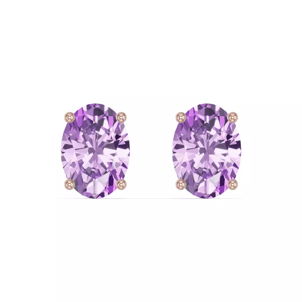 Oval Amethyst Stud Earrings