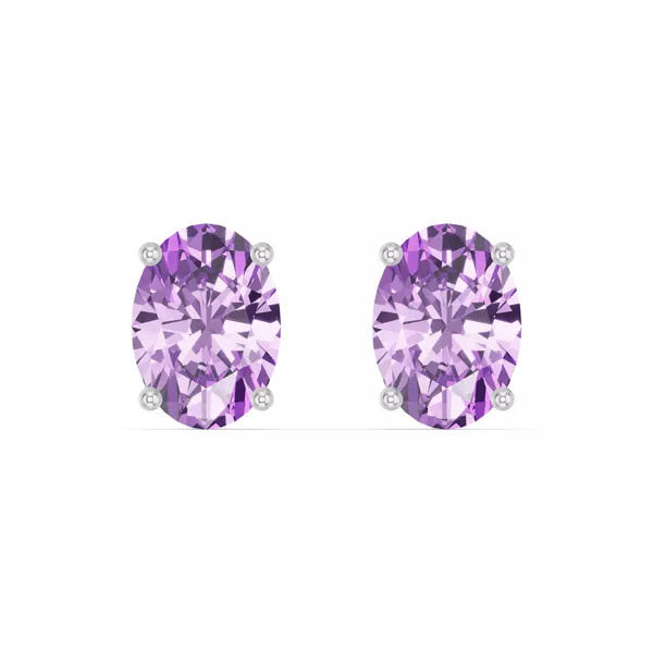 Oval Amethyst Silver Stud Earrings