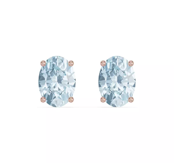 Oval Aquamarine Stud Earrings