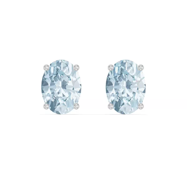Oval Aquamarine Stud Earrings