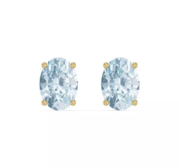 Oval Aquamarine Stud Earrings