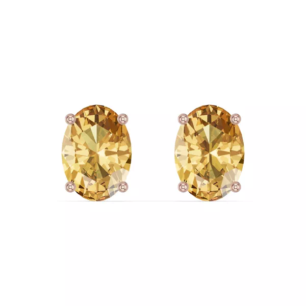 Oval Citrine Stud Earrings