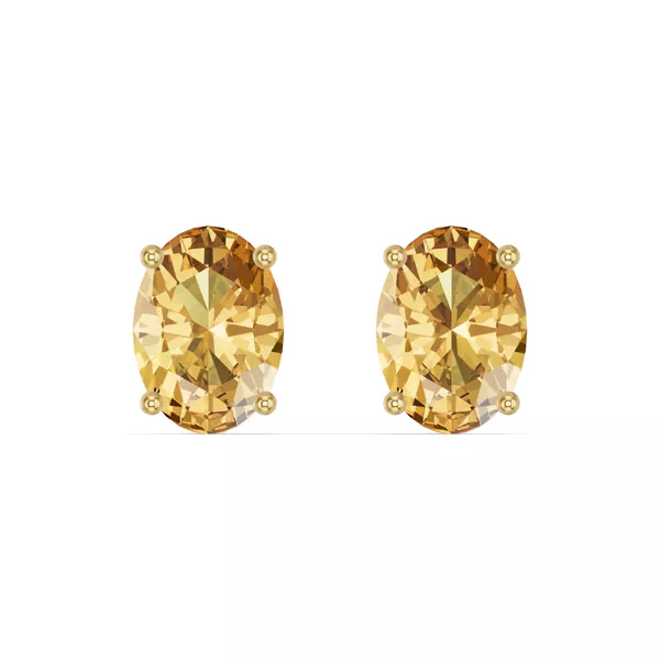 Oval Citrine Stud Earrings