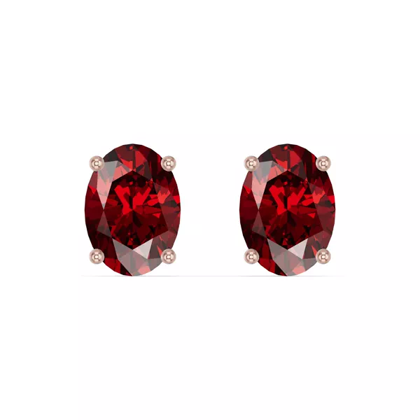 Oval Garnet Stud Earrings
