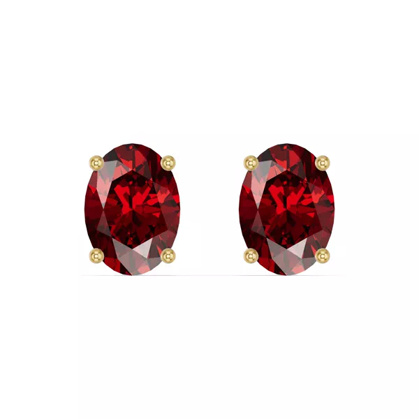 Oval Garnet Stud Earrings