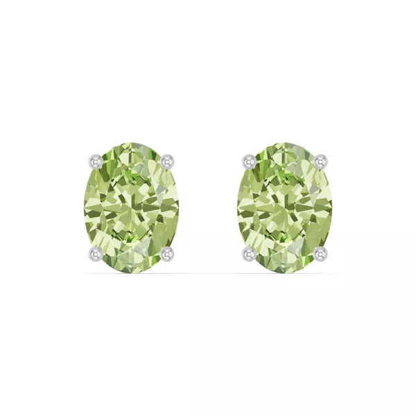 Oval Peridot Silver Stud Earrings