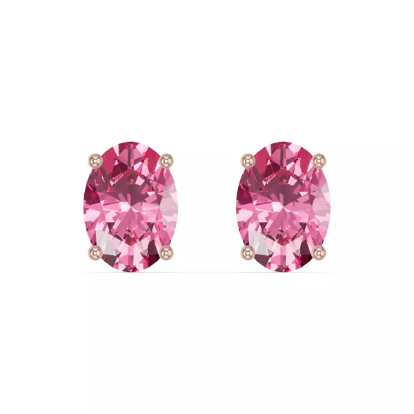Oval Pink Tourmaline Stud Earrings