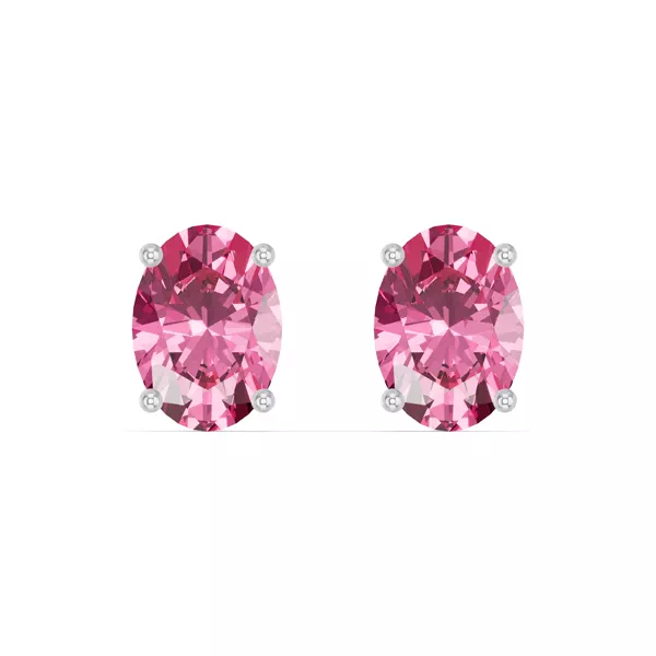 Oval Pink Tourmaline Stud Earrings