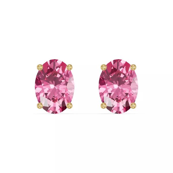 Oval Pink Tourmaline Stud Earrings