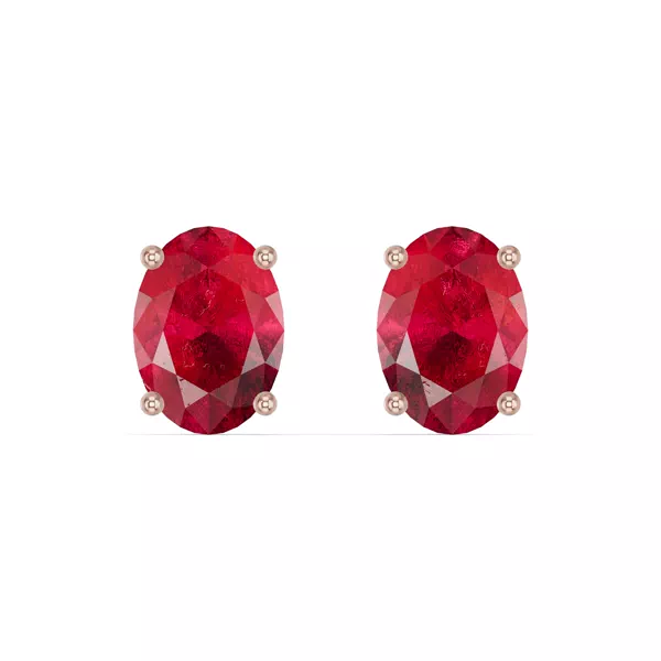 Oval Ruby Stud Earrings